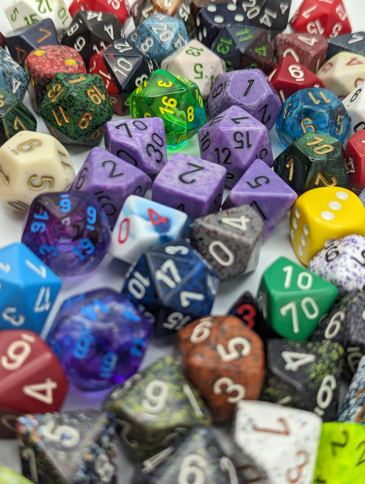 Chessex Pound O Dice | 1 lb Bulk Polyhedral Assortment with Approx 100 Factory Seconds Plus Bonus 7-Die RPG Set | for DND Pathfinder and Tabletop