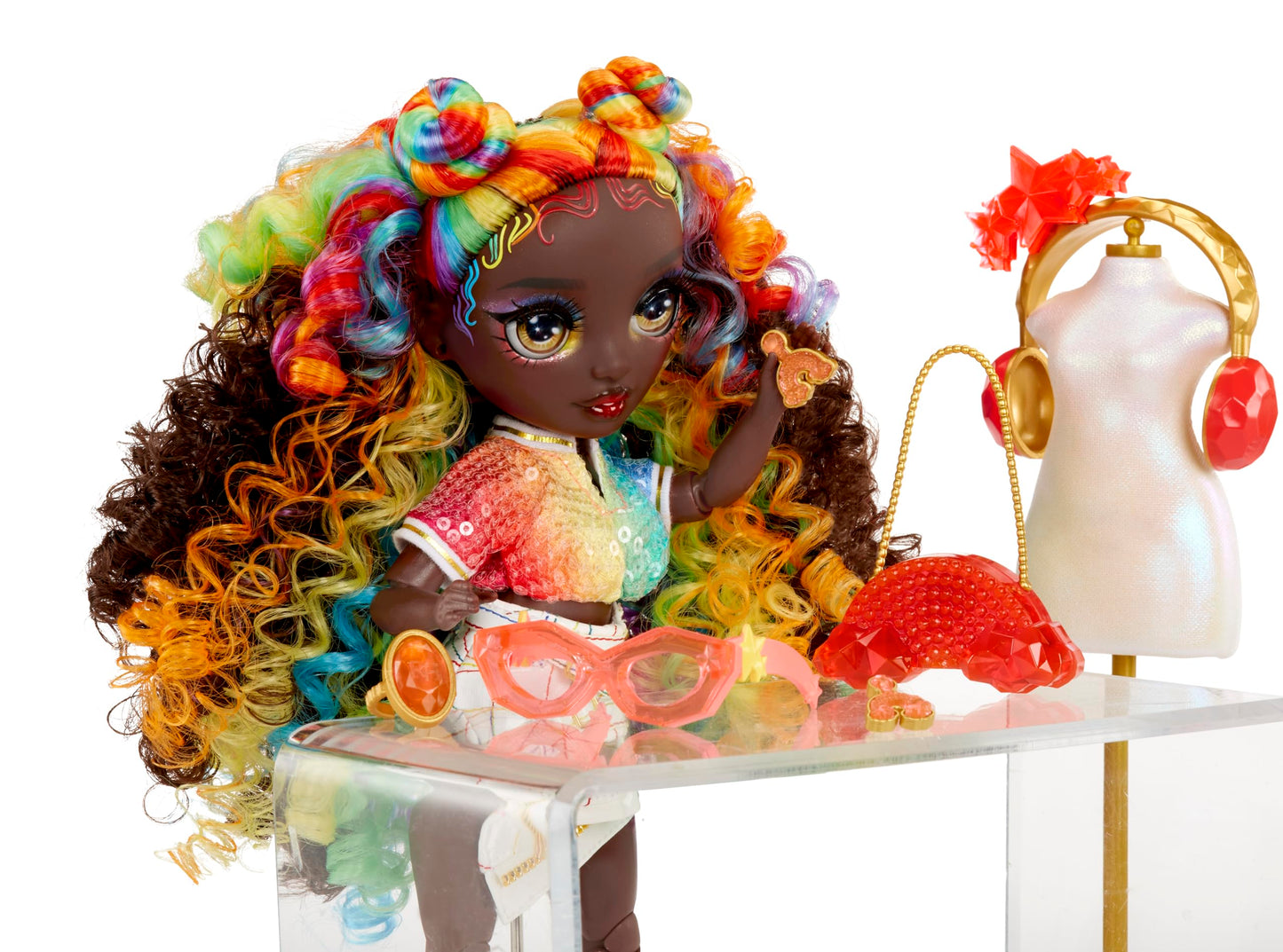 Rainbow High Creative Crystals Iris - Rainbow 11” Fashion Doll with Crystal Accessory Make It Kit, Ring for You, DIY, Crafts, Resin Play, Kids Gift 8+
