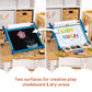 Melissa & Doug Magnetic Tabletop Easel, Deluxe Double-Sided Wooden Art Set with Chalkboard, Dry-Erase Board, Paper Roll Holder, Magnets & Art