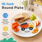 Tiny Expressions - Construction Plates for Toddlers - Set of 4 Melamine Plates for Kids - Excavator, Cement Mixer, Bulldozer, and Dump Truck - Fun