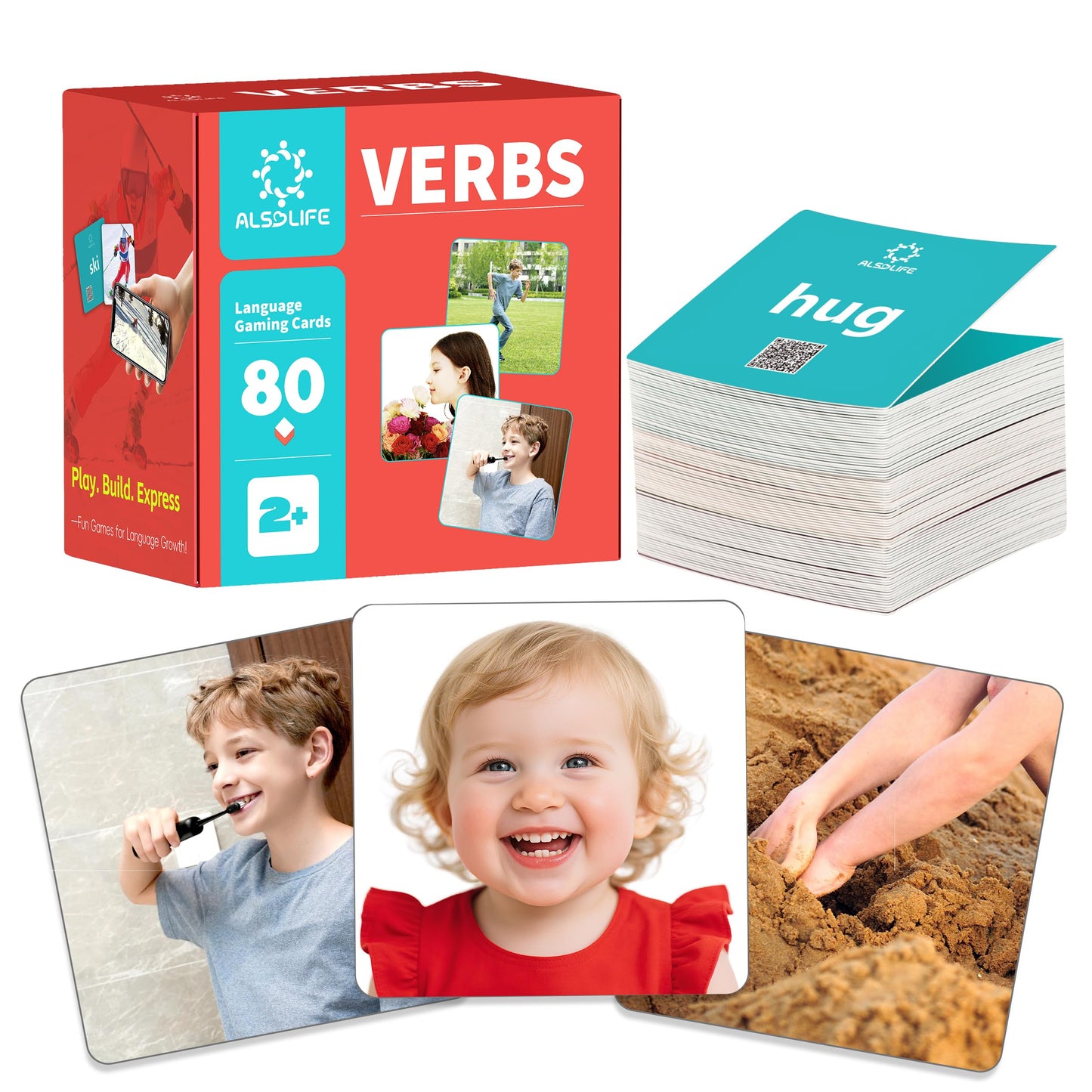 ALSOLIFE 80 Verb Cards Speech Therapy for Kids Ages 4-8