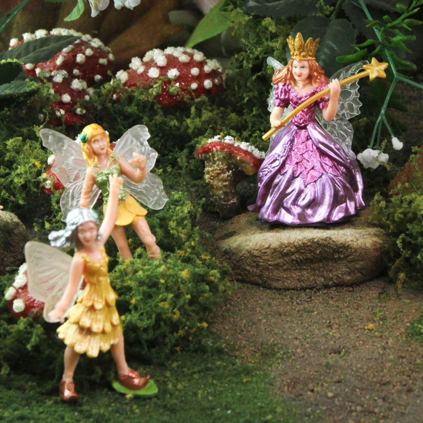Safari Ltd. Fairy Fantasies TOOB - 6 Mini Figurines Including Fairy Queen, Baby, and Flower Fairies Jasmine, Buttercup, Violet, Iris - Enchanting Toy