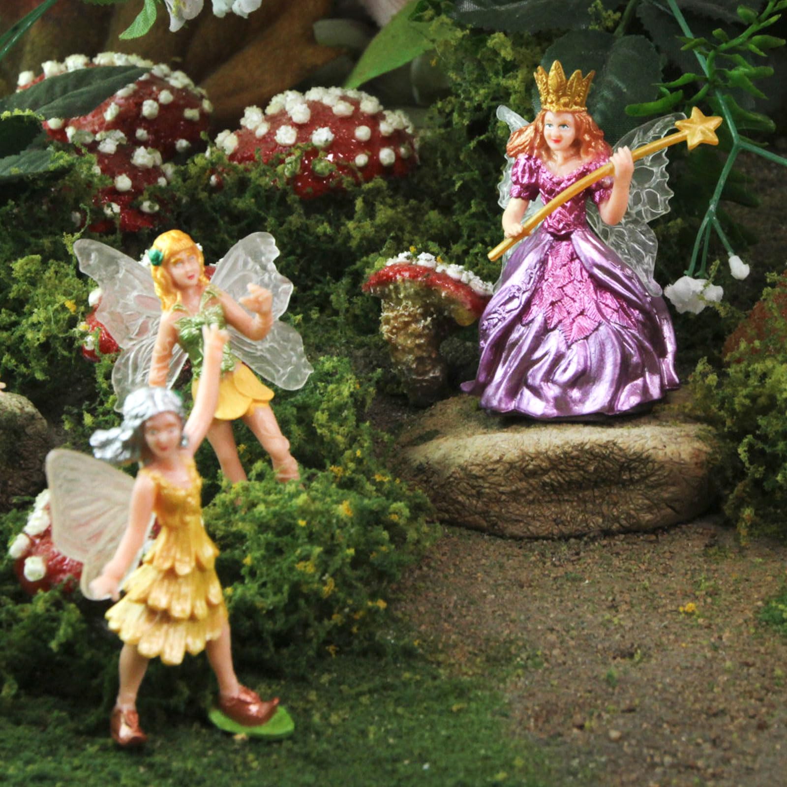 Safari Ltd. Fairy Fantasies TOOB - 6 Mini Figurines Including Fairy Queen, Baby, and Flower Fairies Jasmine, Buttercup, Violet, Iris - Enchanting Toy