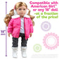 Winter Snow Doll Outfit for 18" Dolls-Premium Handmade 5pc Lodge Vacation Ski Clothes & Accessories Compatible w American Girl Doll- Includes Jacket