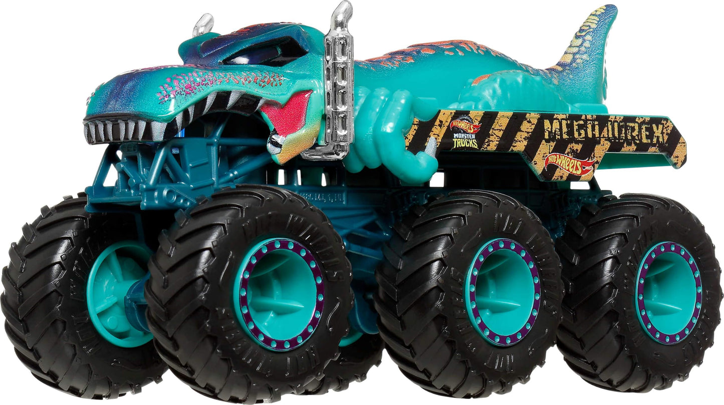 Hot Wheels Toy Cars & Monster Trucks, Sharks vs. Dinos Multipack with 8 Total Vehicles, Including Big Rigs, 1:64 Scale Monster Trucks & 1:64 Scale Hot