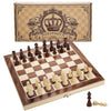 AMEROUS 12" x 12" Magnetic Wooden Chess Set for Kids and 6 up Age, 2 Bonus Extra Queens, Folding Board with Storage Slots, Handmade Chess Pieces