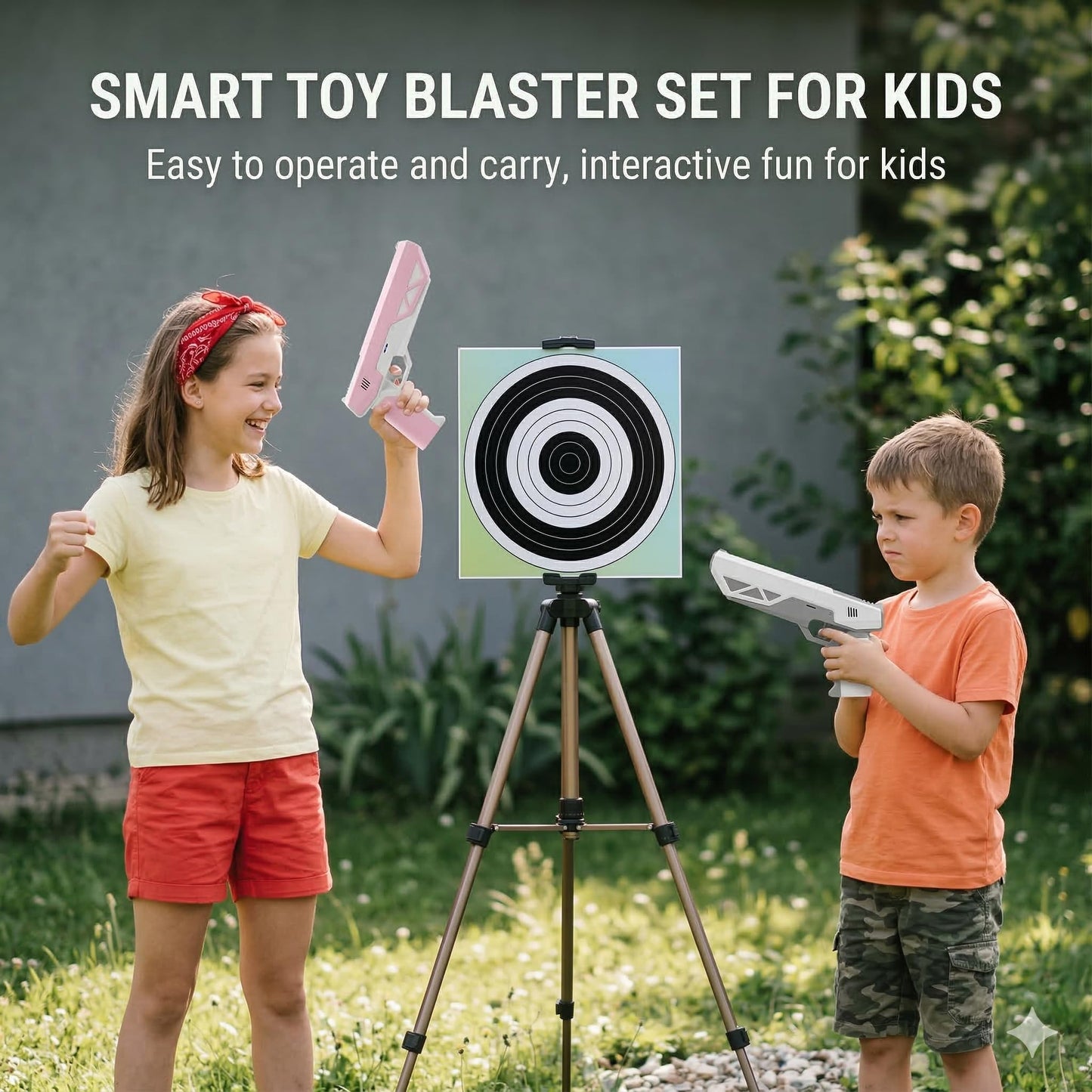 Smttezion Smart AI Shooting Game Set Toy Guns for Boys Girls, Real-Time Voice Feedback 4 Types of Stickers, Perfect All-Ages Toy to Liven Up Any