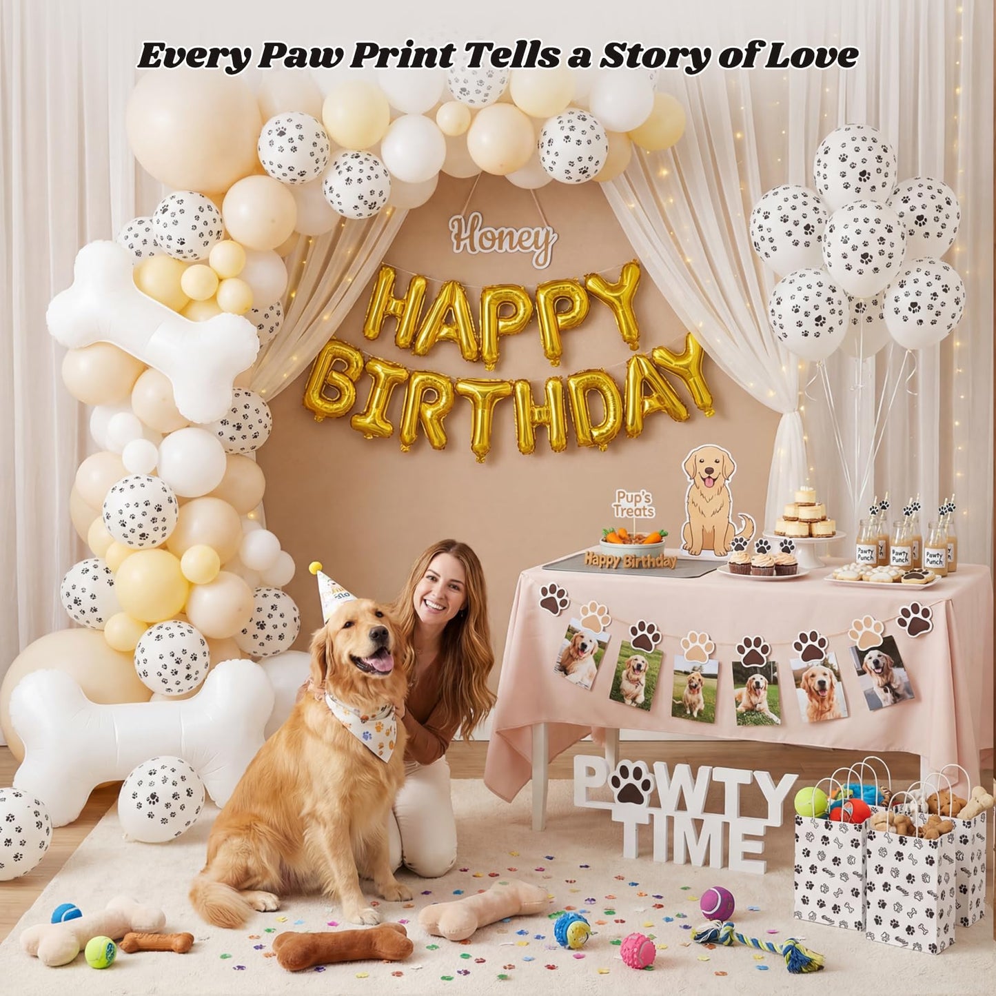 KOOGEL 100 PCS 12 Inch Dog Paw Print Balloons for Pet Party Decorations