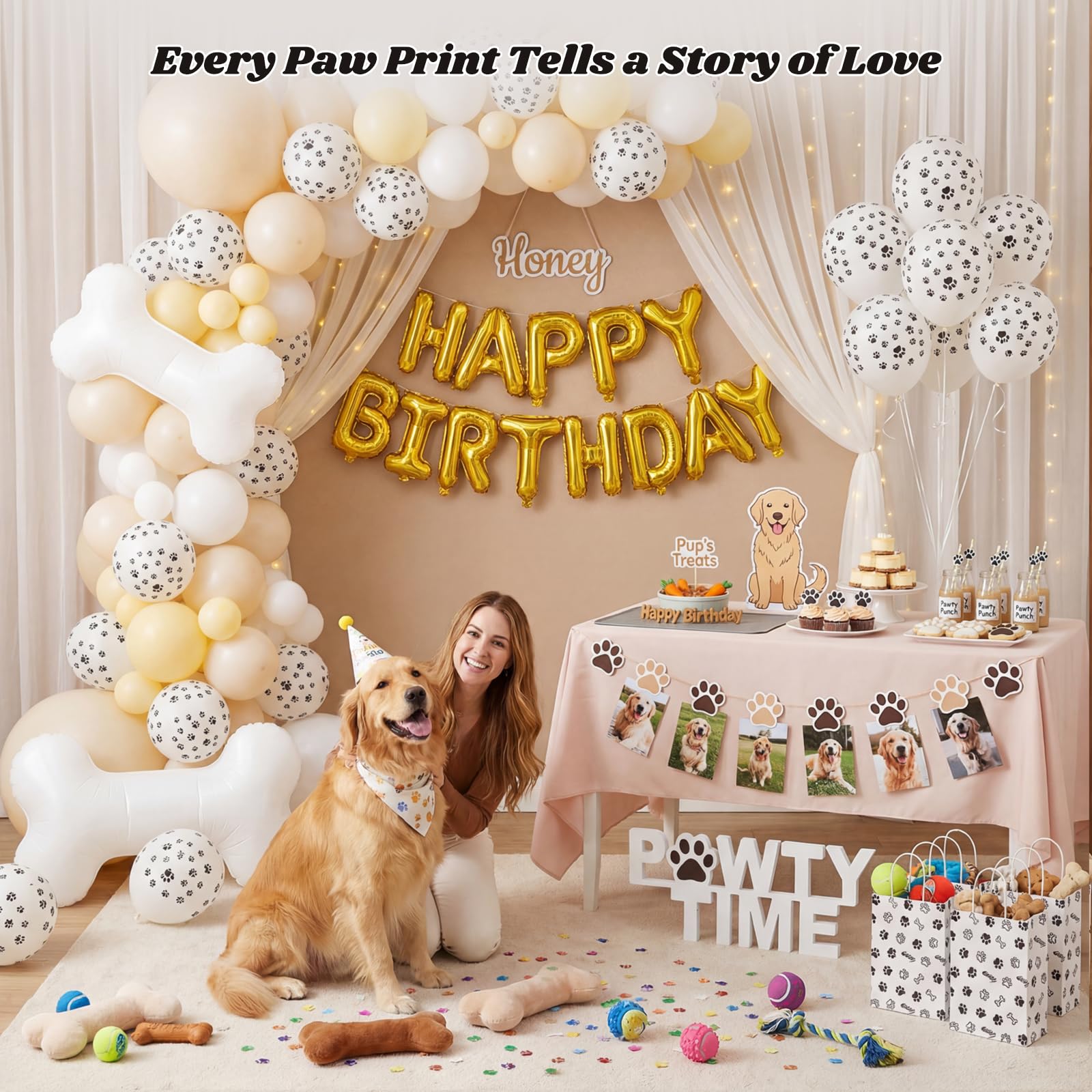 KOOGEL 100 PCS 12 Inch Dog Paw Print Balloons for Pet Party Decorations