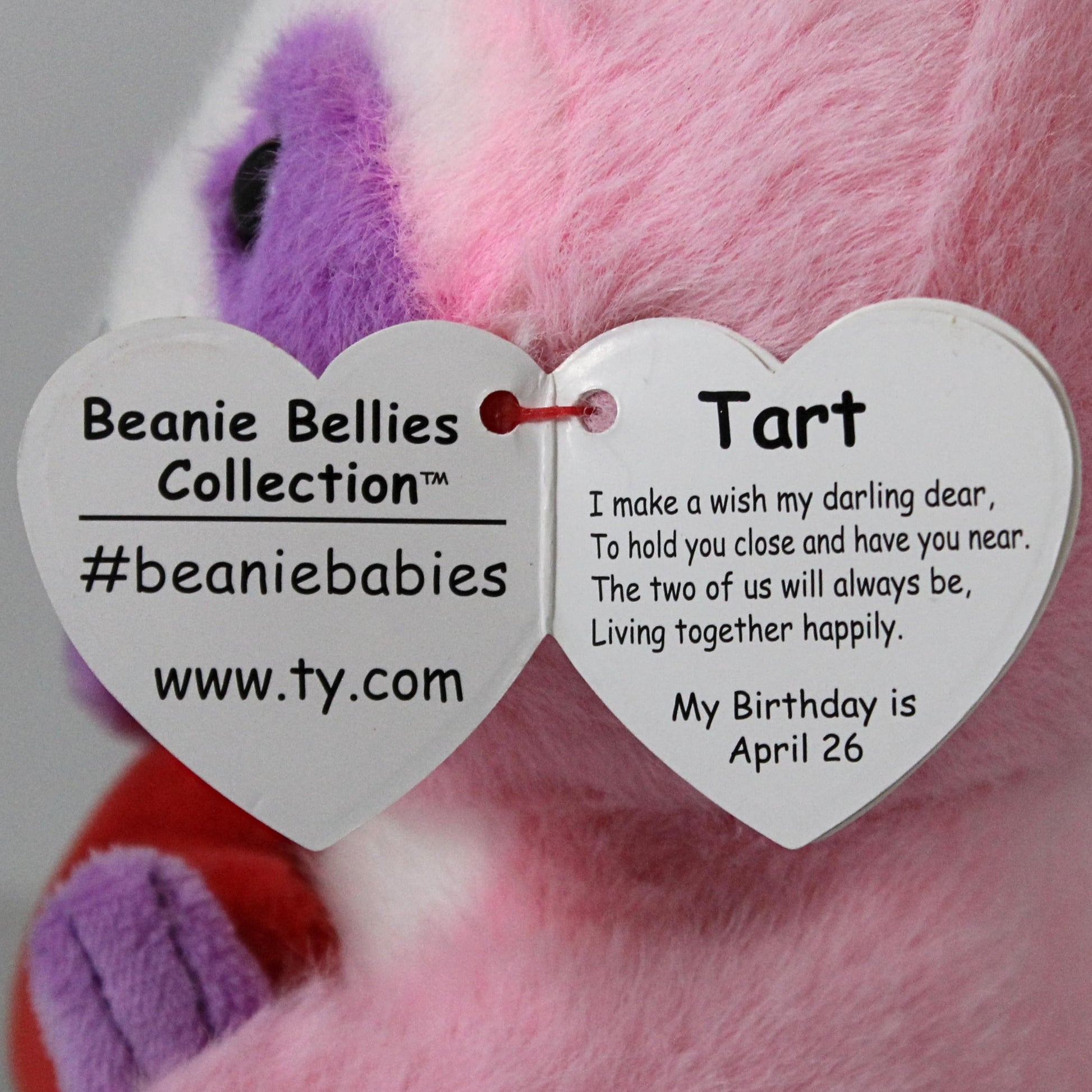 Ty Beanie Bellies Tart The Pink Valentine Sloth - 6"