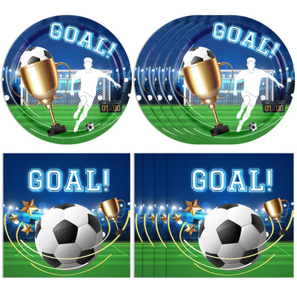 40 PCS 2026 World Soccer Match Theme Decorations Disposable Tableware Set Soccer Plates and Napkins Kit Sports Events,Themed Football Soccer ,