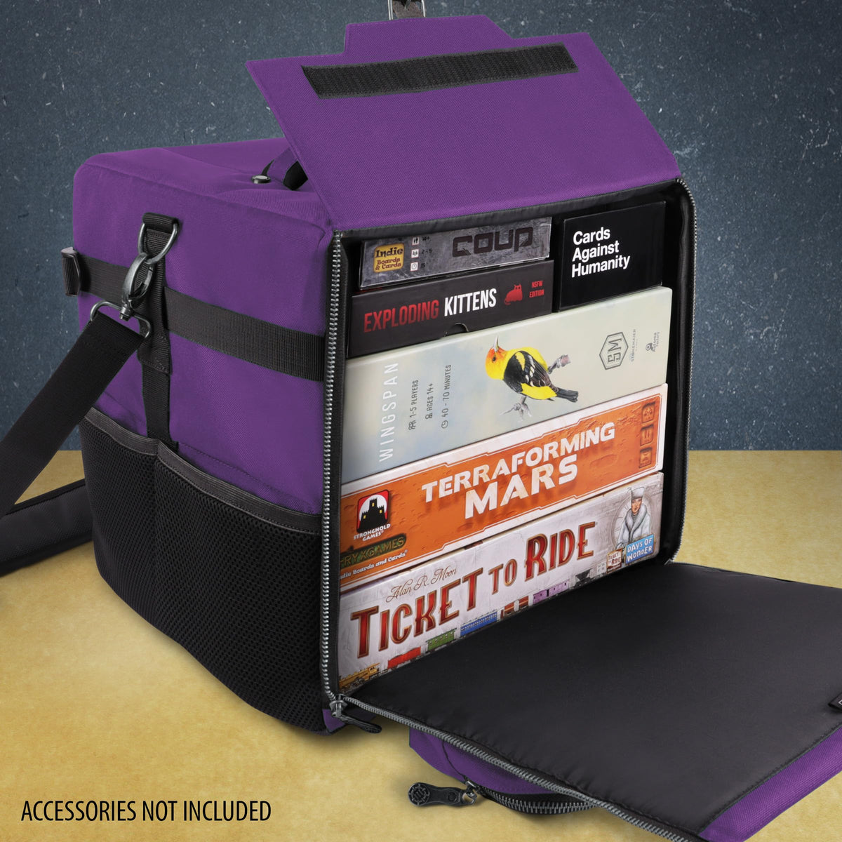ENHANCE Board Game Shoulder Bag - Collector's Edition Board Game Storage with Shoulder Strap and Accessories Pockets for Dice, Cards, More