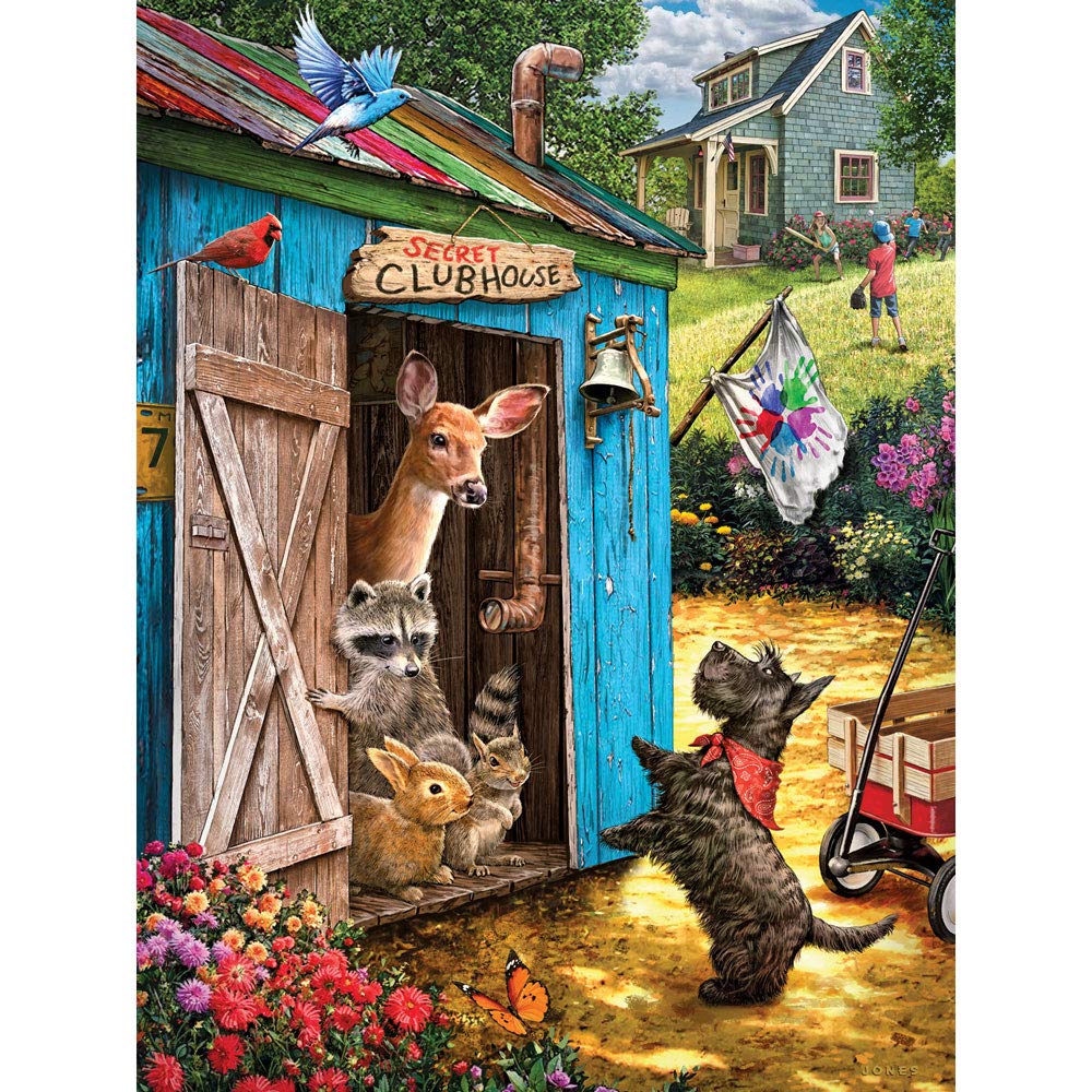 Bits and Pieces 300 Piece Puzzles for Adults - What's the Password - 300 Large Pieces 18" x 24" Jigsaw Puzzles, Animal Clubhouse, No 2 Pieces Alike