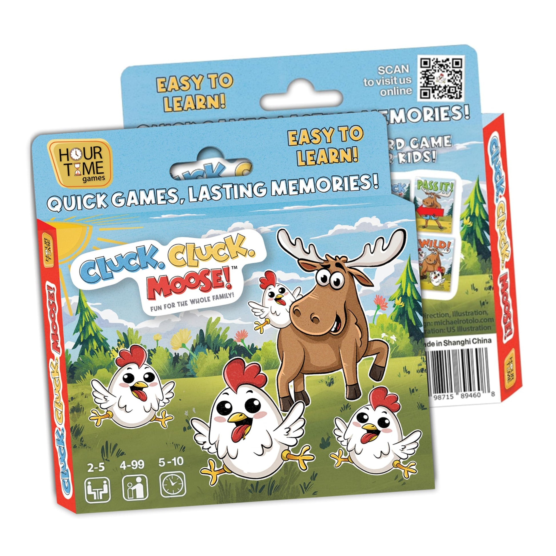 Hour Time Games Cluck Cluck Moose - Hilarious Animal-Themed Card Game for a Fun Family Game Night, Family Games for Kids & Families, Reunion Gift