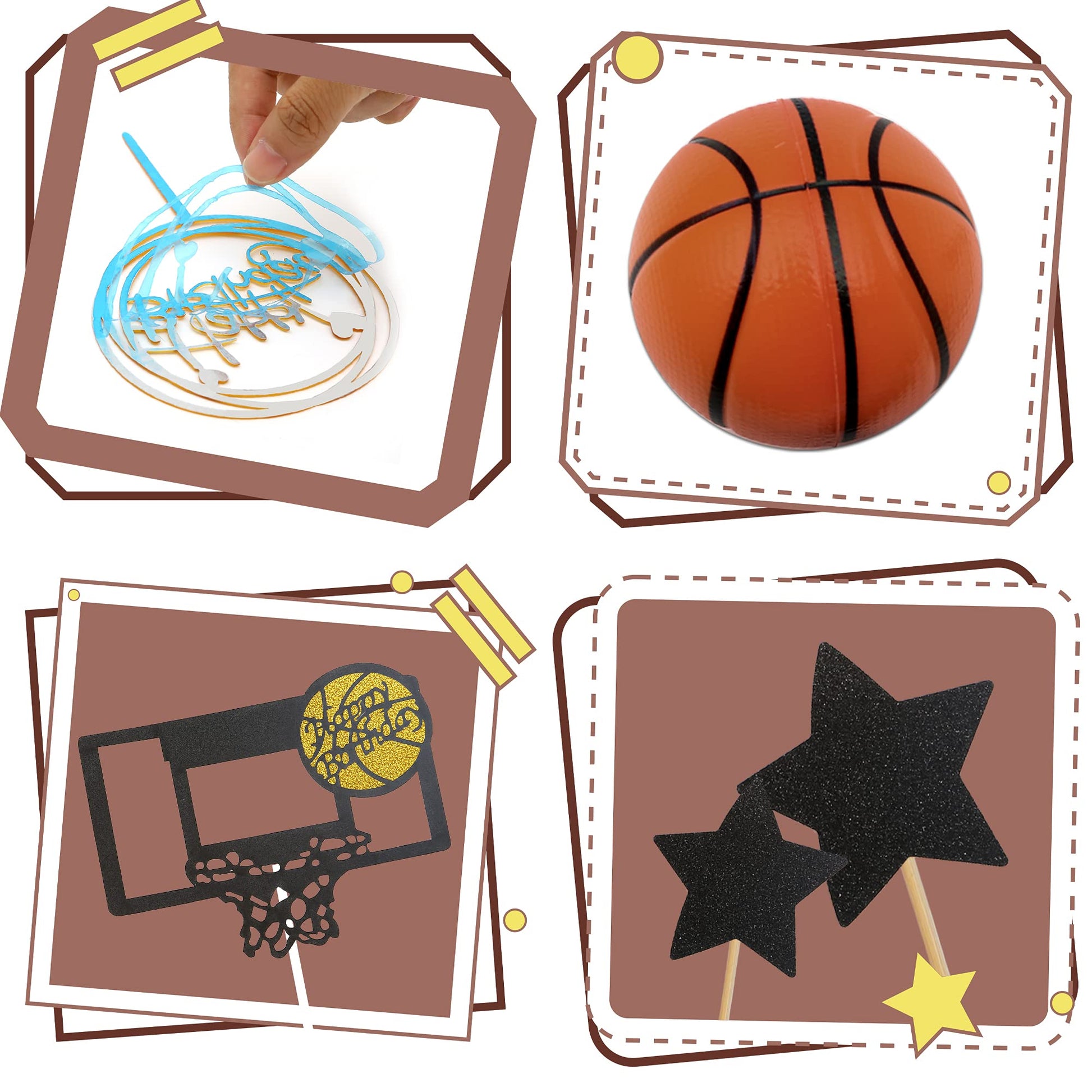 16 PCS Basketball Cake Toppers Basketball Theme Cake Decoration for Boy Birthday