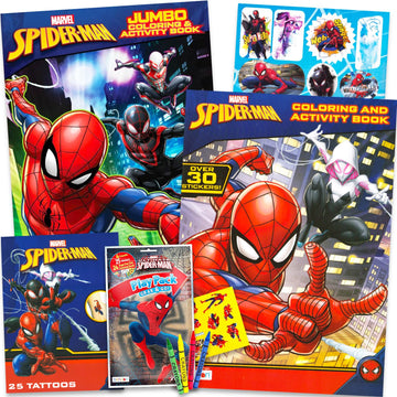 Marvel Spiderman Ultimate Coloring Book Set - 3 Spiderman Activity Books with Spider-Man Tattoos and Stickers