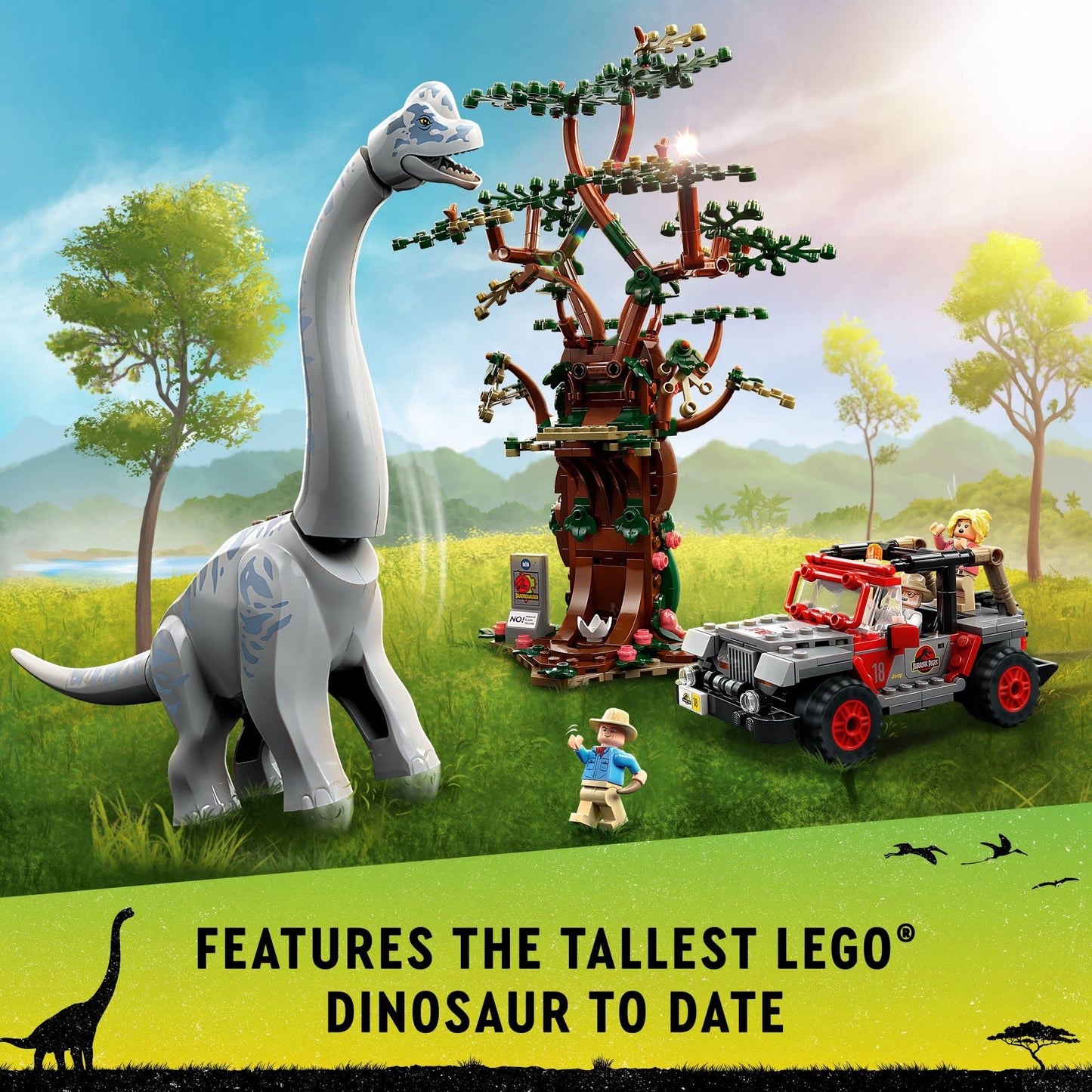 LEGO Jurassic World Brachiosaurus Discovery 76960 Jurassic Park 30th Anniversary Dinosaur Toy; Featuring a Large Dinosaur Figure and Brick Built Jeep
