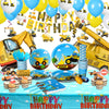 Construction Birthday Party Supplies Set For Boys - 24 Guests - Dump Truck And Tractor Party Decorations, Paper Plates Cups Napkins Straws Balloons