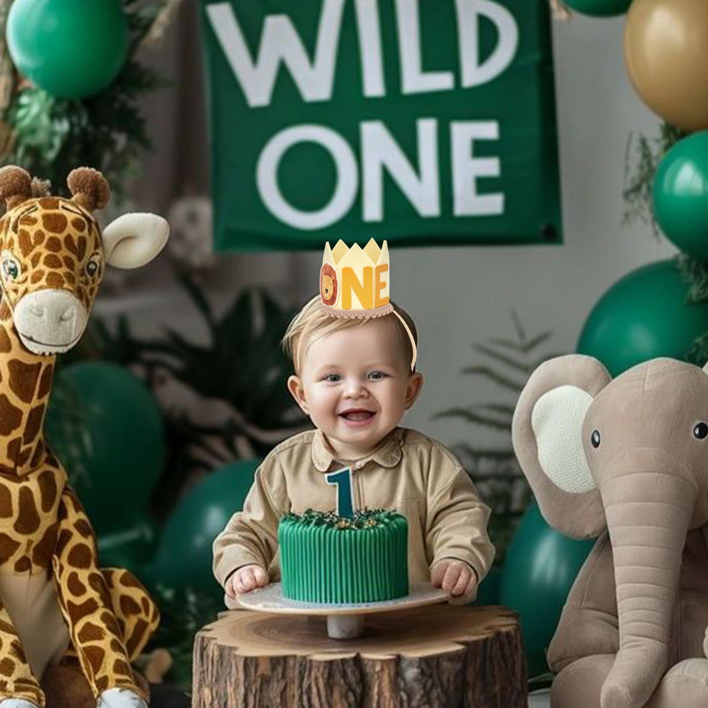 QIANGDAGSI Lion Theme 1st Birthday Crown