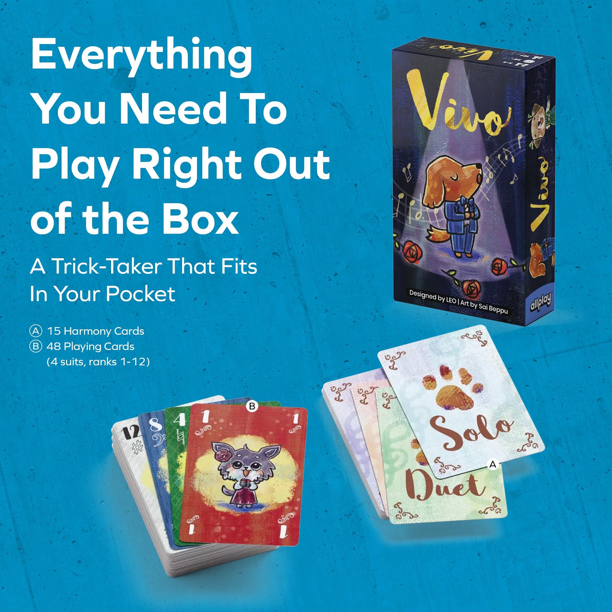 Allplay Vivo Card Game - Trick-Taking Card Game Where The Rules Change Every Round - Twisted Turns in A Tiny Travel-Sized Box - 20 Min 3-4 Players