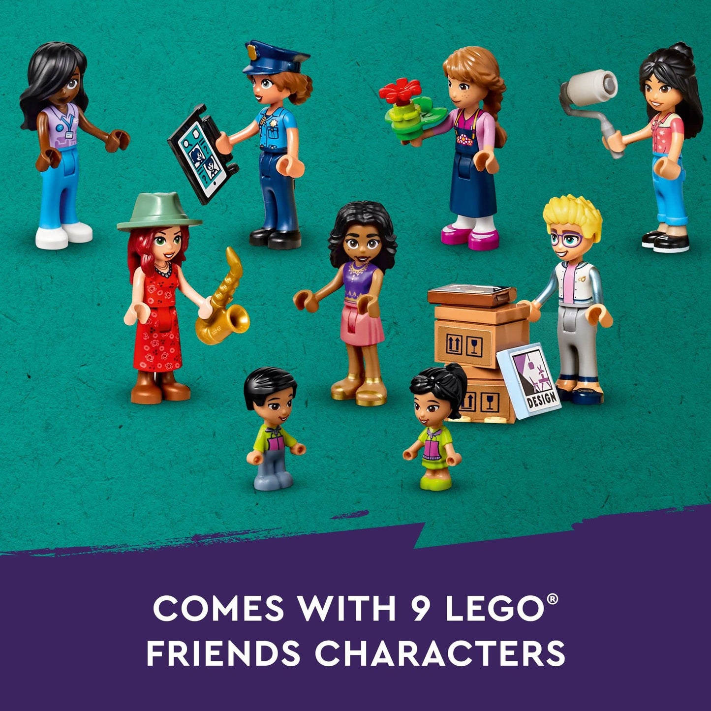 LEGO Friends Downtown Flower and Design Stores 41732 Building Set - Buildable Toy with Apartment, Shops, House, and Classic Characters, Model to