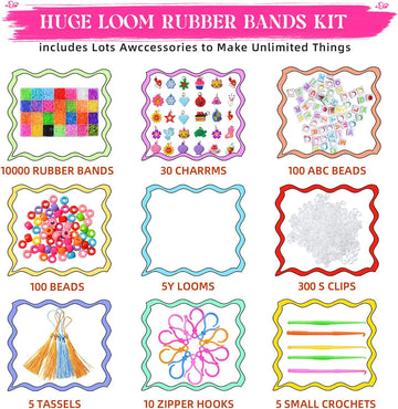 JIYAKO 11000+ Rubber Band Bracelet Kit,Friendship Bracelet kit,Loom Bracelet Making kit,28 Colors