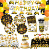 210 Pcs Construction 4th Birthday Decorations - Includes Plates Napkins Cups Cake Cupcake Toppers Banner Hanging Swirls Tablecloths Balloons
