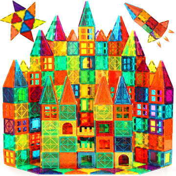 FNJO Magnetic Tiles, 110PCS Magnet Building Set, Magnetic Building Blocks, Construction STEM Learning and Playing Toys for Kids, Montessori Toy