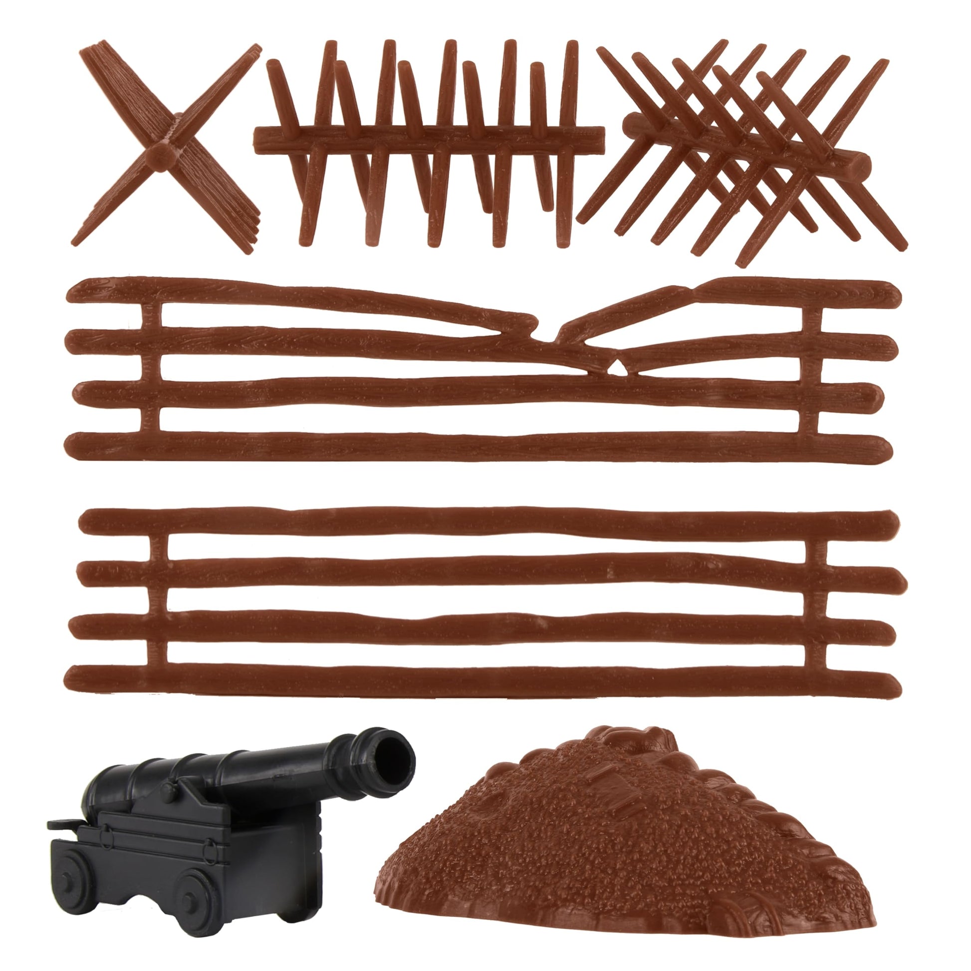 BMC CTS Redoubt Position & Naval Cannon - 12pc Brown Plastic Army Men Playset