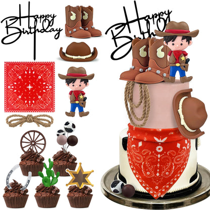 Cowboy Cake Decorations Cowboy Hat and Boot Cake Toppers Western Cowboy Cowgirl Birthday Baby Shower for Western Theme Party Favors Supplies