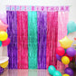 Satankya Cute Dollhouse Birthday Decorations, 2 Pack Dollhouse Party Photo Booth Prop, Purple Pink Teal Fringe Curtains Tinsel Photo Streamers