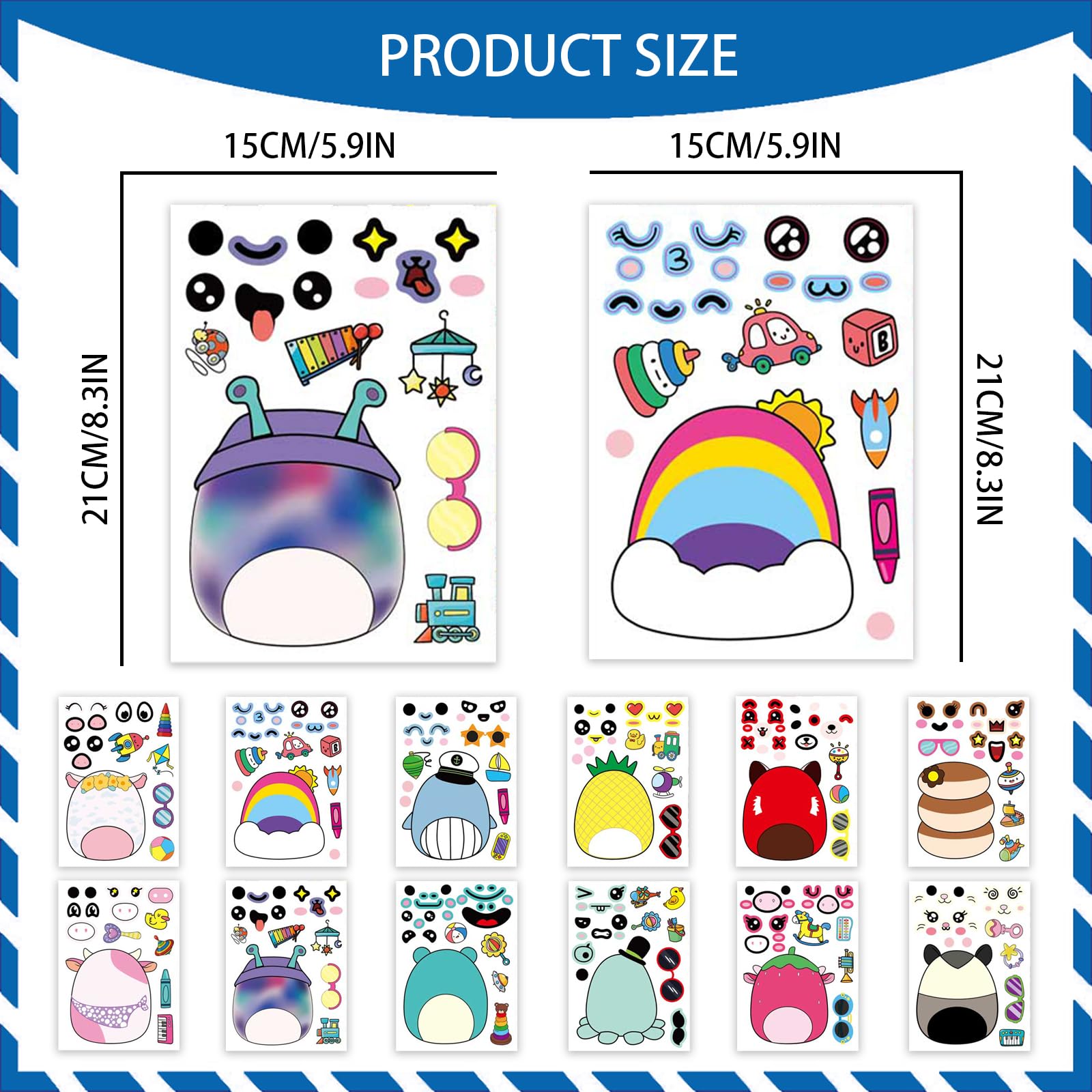 YSYKJYXGS 24 Sheets Cute Anime Make a Face Stickers,Birthday Supplies,Birthday Party Favor Supplies Craft