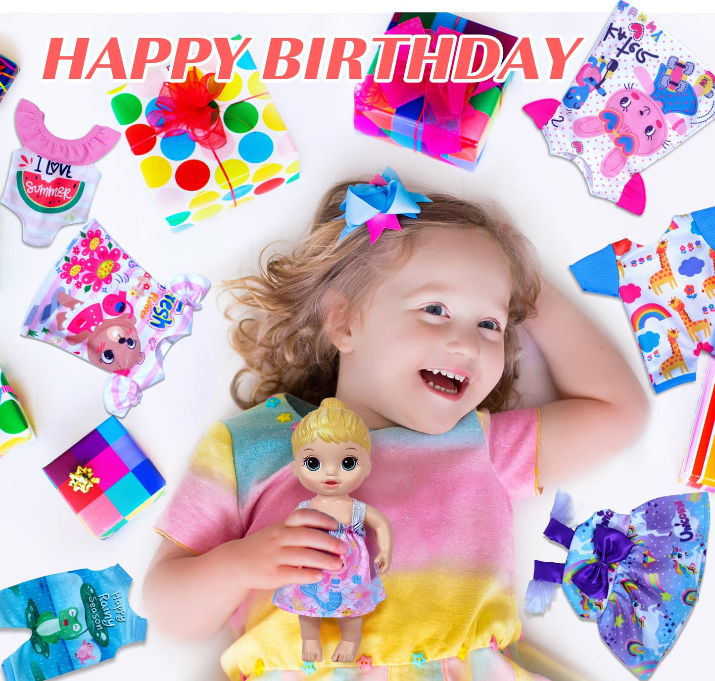 ARTST Alive Baby Clothes, 7 Sets Baby Doll Clothes Accessories Dress Swimsuit Outfit for 10-12 Inch Dolls Girls Birthday Xmas