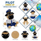 DolliBu Pug Dog Stuffed Animal with Pilot Costume and Name Personalization - Cute Pet Plush Toy with Airplane Aviation Uniform Dress Up - 8 Inches