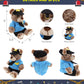 DolliBu Sitting Brown Teddy Bear Stuffed Animal - Soft Sitting Stuffed Bear Plush Toy Police Dress Up with Police Uniform and Cap Outfit, Toy