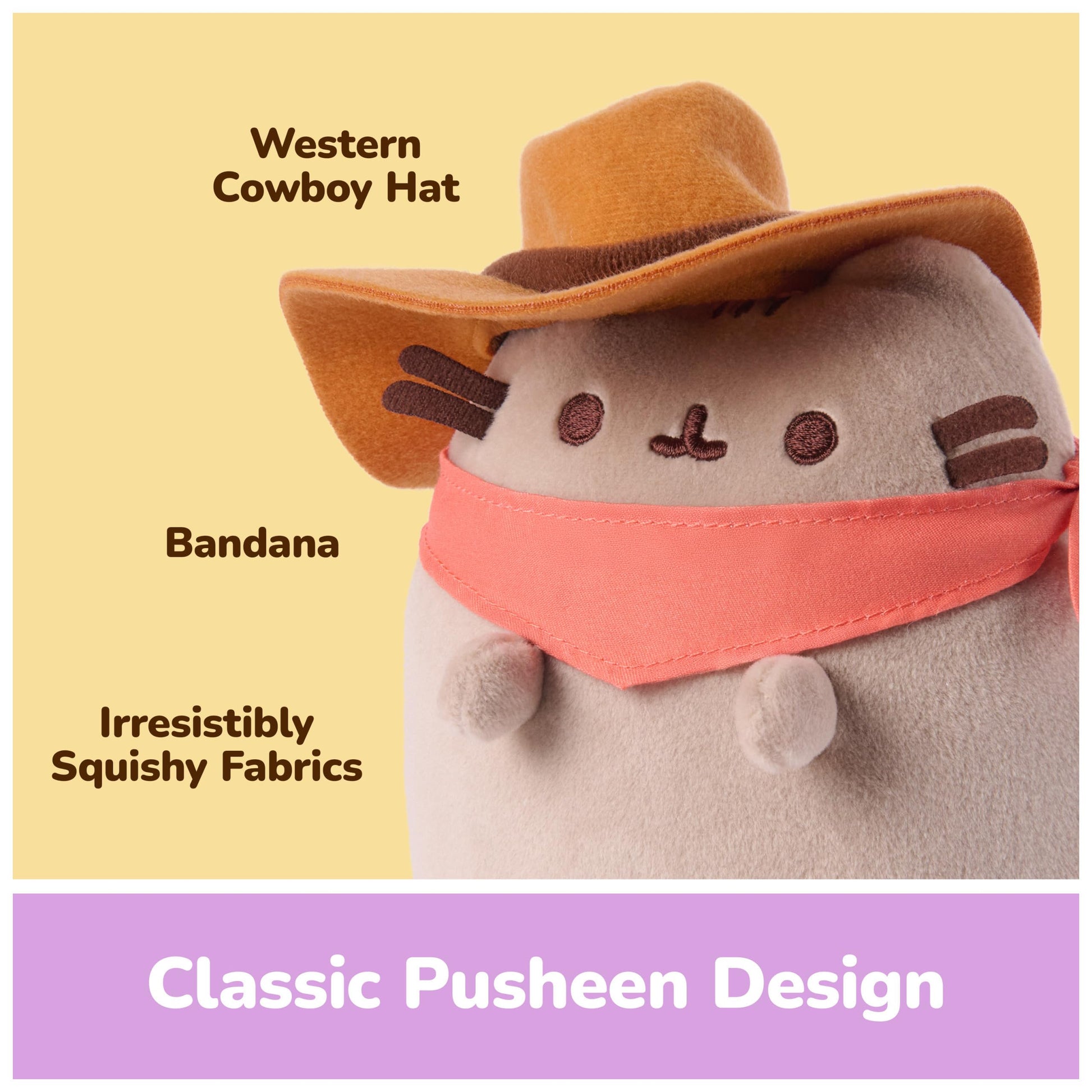 GUND Pusheen Cowboy Squisheen 6-Inch Squishy Plush Toy; Ages 8+