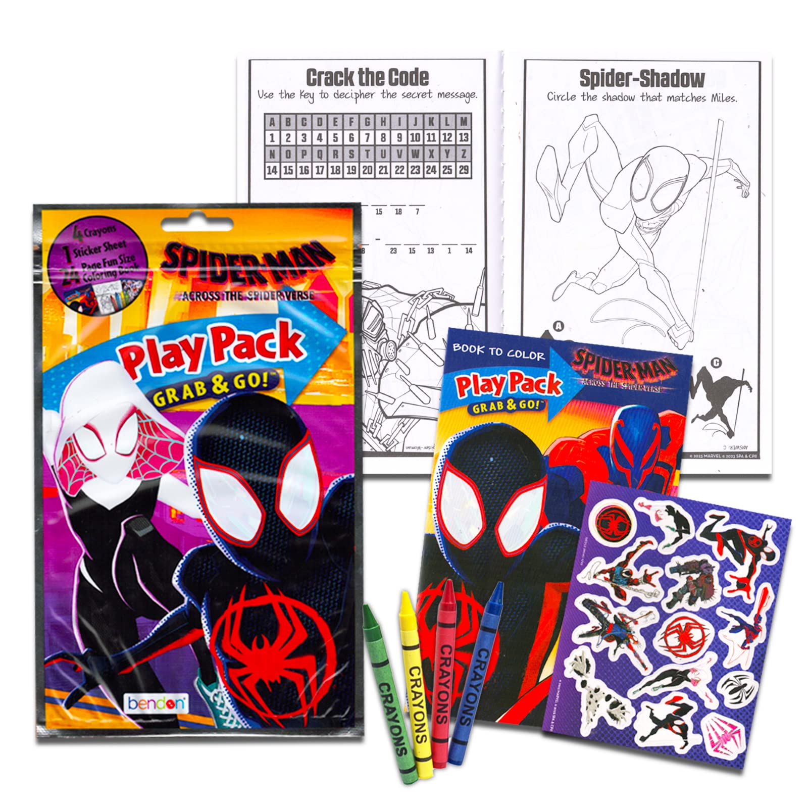 Spiderman Across the Spiderverse Coloring Book Set - 3 Pc Bundle of Coloring Activity Books, Play Pack, More | Miles Morales Spiderverse Art Pack
