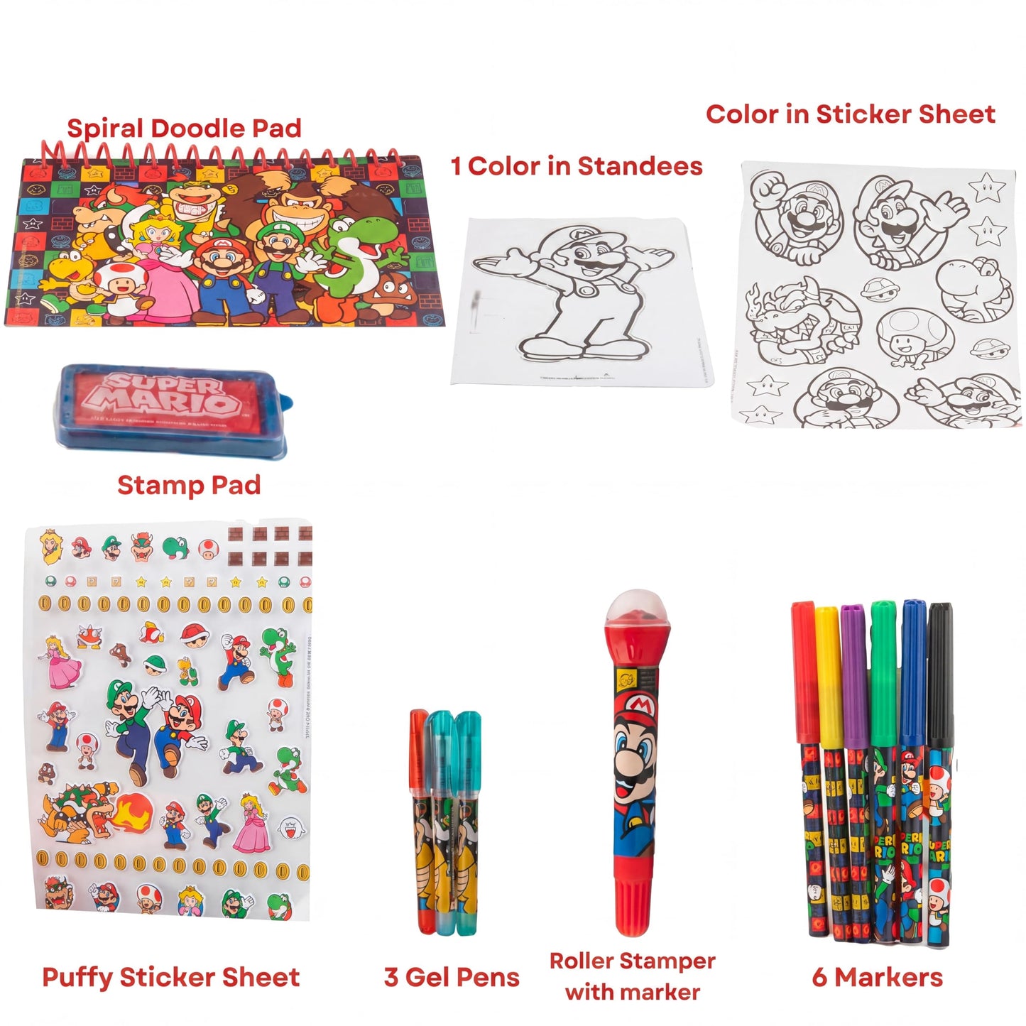 Super Mario Brothers Coloring & Sticker Activity Set for Kids with Travel Carrying Case