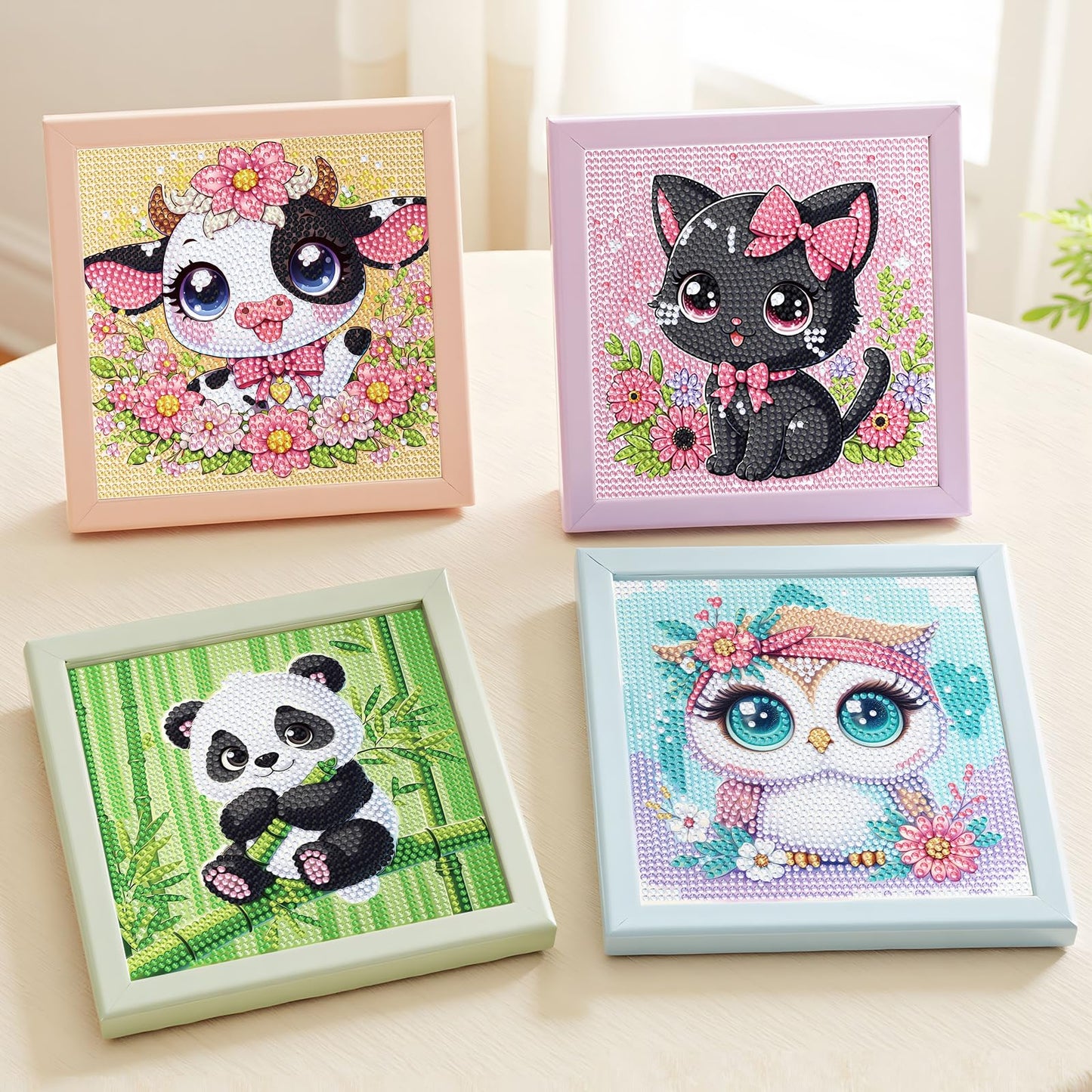 NANZHOO Diamond Art Kits for Kids, 6 Pack 5D Cartoon Diamond Painting Kits for Adults Beginner, Cute Animals DIY Big Gem Art Arts and Crafts for Kid