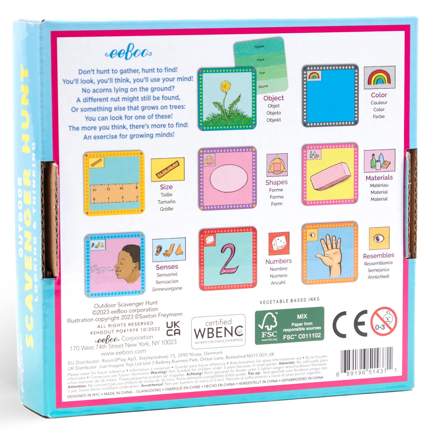 eeBoo Scavenger Hunt Outdoors Game, 50 Cards, Ages 3+