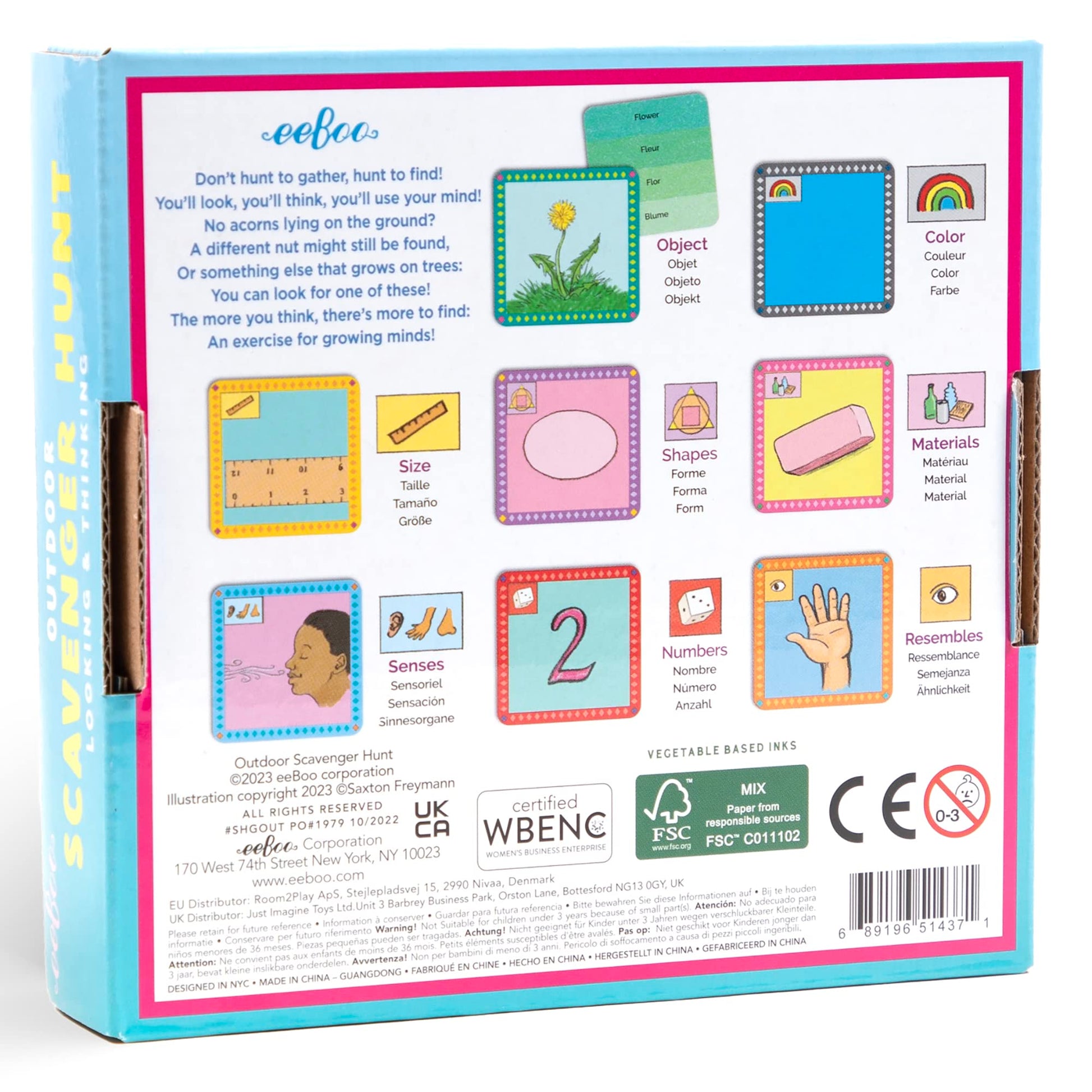 eeBoo Scavenger Hunt Outdoors Game, 50 Cards, Ages 3+