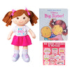 MartLoop Best Big Sister Doll Bundle - Includes Doll, Book, and Stickers - Perfect Sibling Gift from Baby or Toddler, 3 Piece Bundle