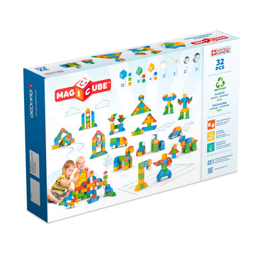 Geomag Magicube Magnetic Blocks for Toddlers Ages 1-5 | Swiss-Made STEM Building Toy Sets | Multiple (MAGICUBE_32PCS)