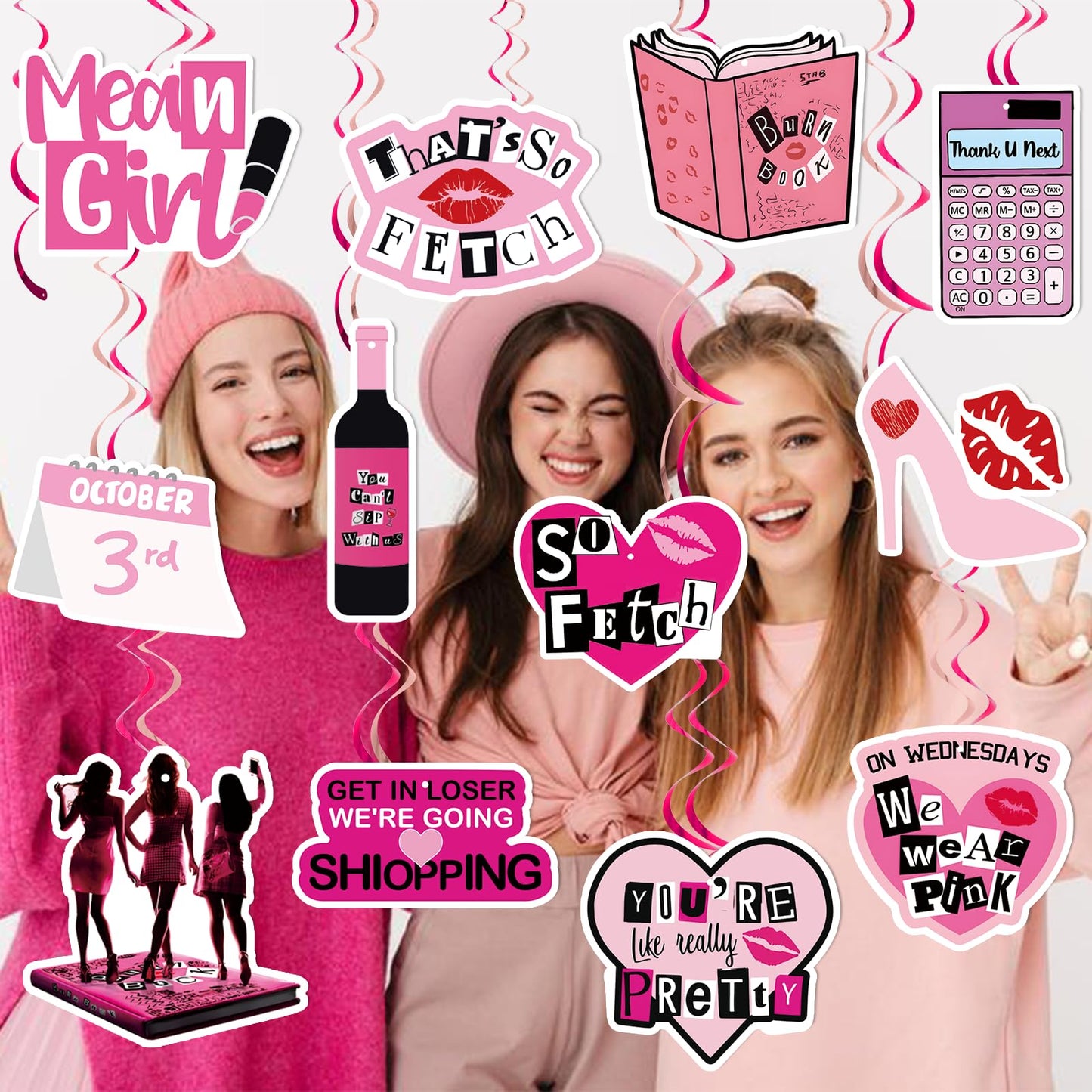 Popular Girl Birthday Party Set Pink High School Queen Theme Burn Book Popular Girl Birthday Decorations Pink Party Decorations Hot Pink Girls Hanging