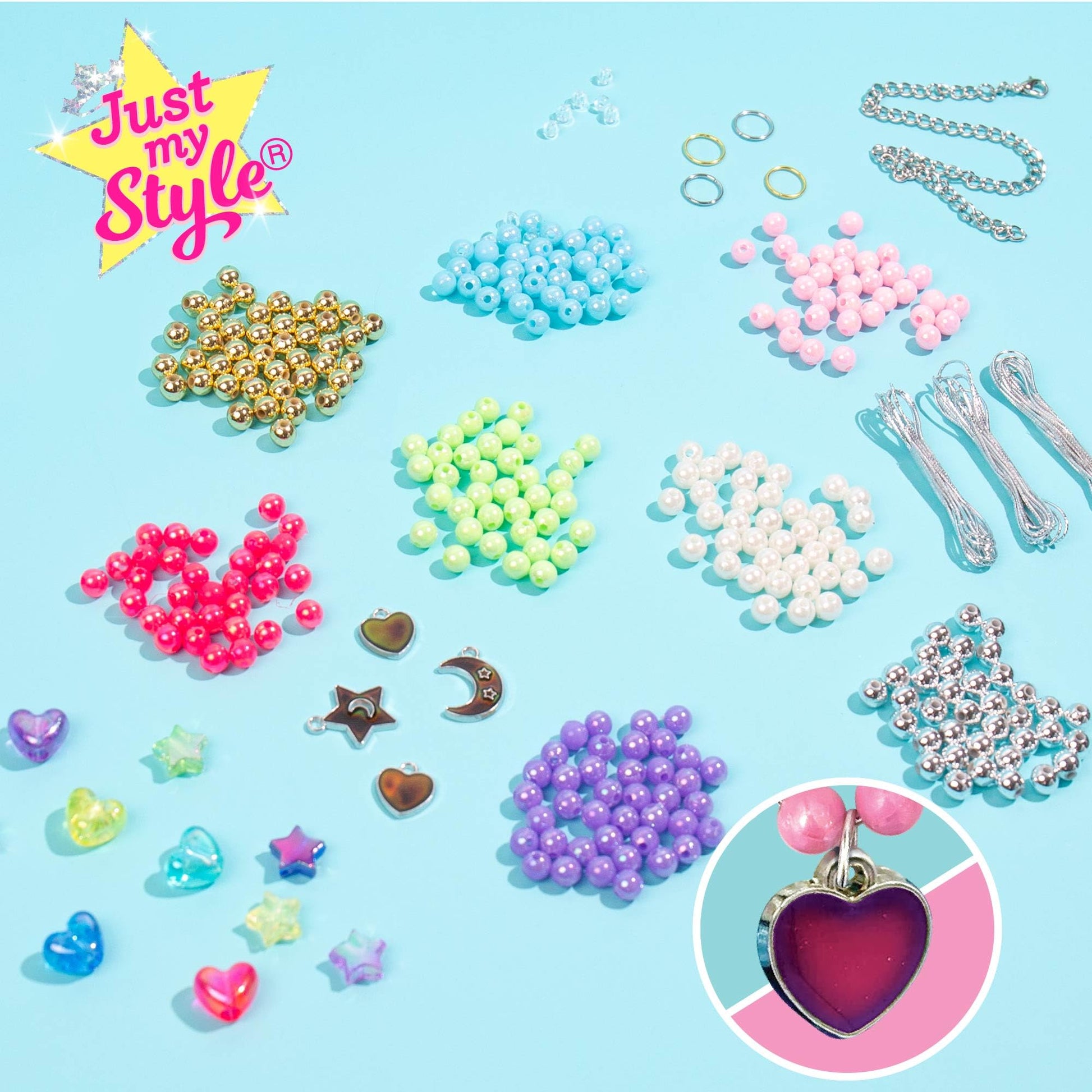 Just My Style Color-Changing Mood Jewelry Making Kit, Bracelet & Necklace Making Kit, Arts & Crafts Kit for Girls & Boys Ages 6-10