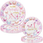 120 Pcs Butterfly 1st Birthday Party Supplies Girl Pink Our Little Butterfly is Turning One Party Decoration Includes Paper Plates Napkins Cups Straws