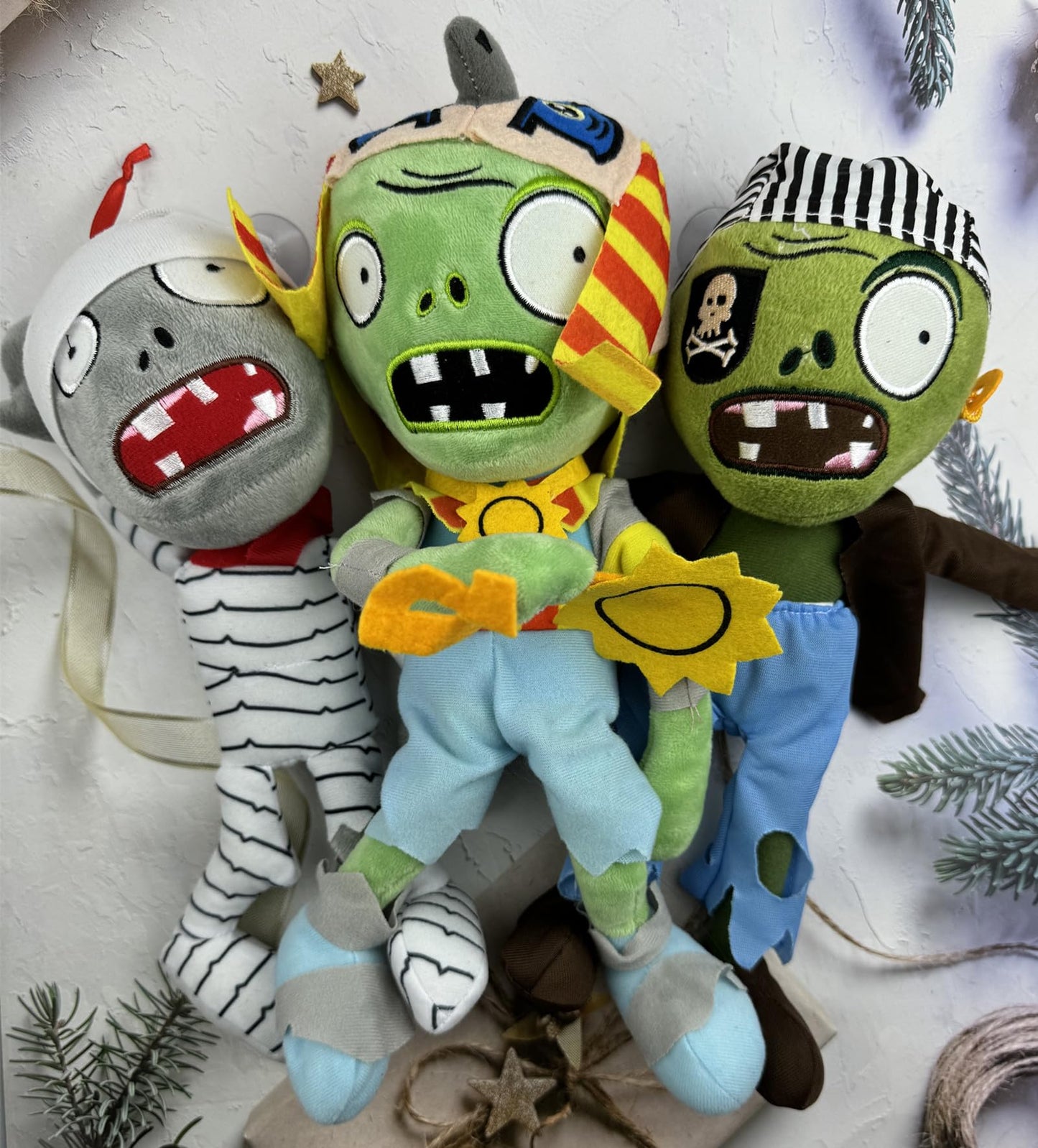 JHESAO 3PCS PVZ Plushies Plants and Zombies Plush Toys Normal Zombie PVZ 1 2 Stuffed Soft Doll Mummy Zombie New