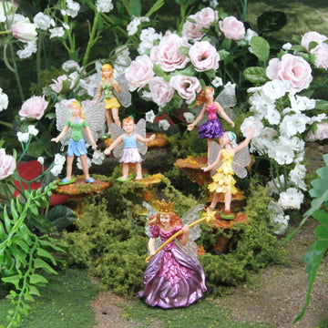 Safari Ltd. Fairy Fantasies TOOB - 6 Mini Figurines Including Fairy Queen, Baby, and Flower Fairies Jasmine, Buttercup, Violet, Iris - Enchanting Toy