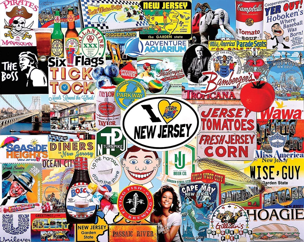 White Mountain 1000 Piece Jigsaw Puzzle Garden State, I Love New Jersey