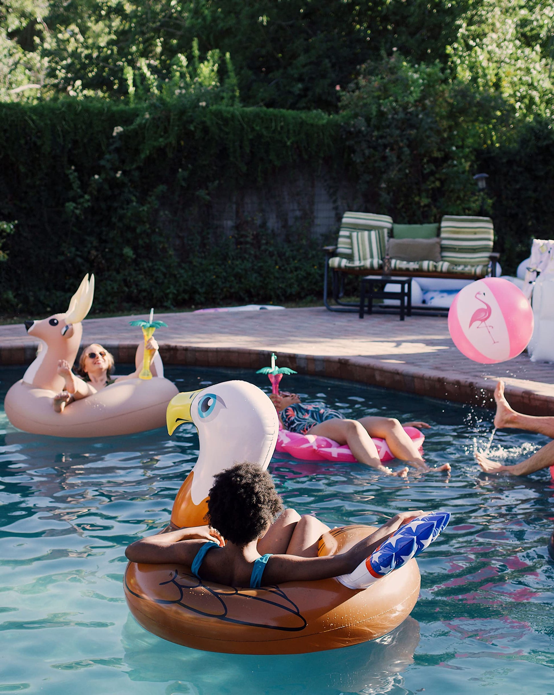 Coconut Outdoor Patriotic Bald Eagle Pool Float, Inflatable Pool Ring